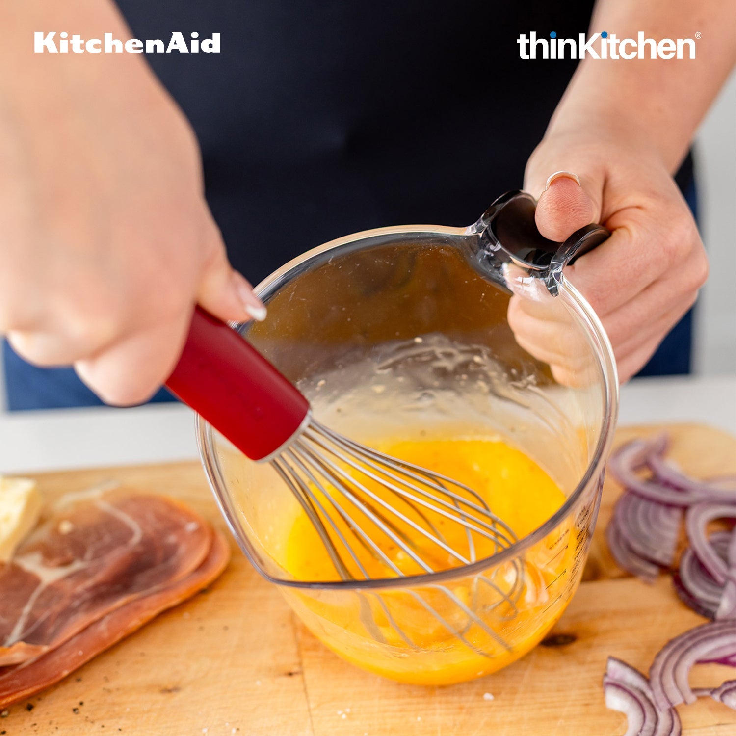 KitchenAid Premium Stainless Steel Whisk, Heat Resistant Cooking Utensil, Non-Stick Safe Kitchen Whisk for Sauces, Batters, Gravies, Baking -  Empire Red, 27 cms - 2