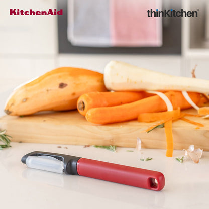 KitchenAid Premium Euro Peeler,  Serrated Vegetable and Fruit Peeling Tool, Potato Tomato Peeler, Dishwasher Safe - Empire Red, 20cms