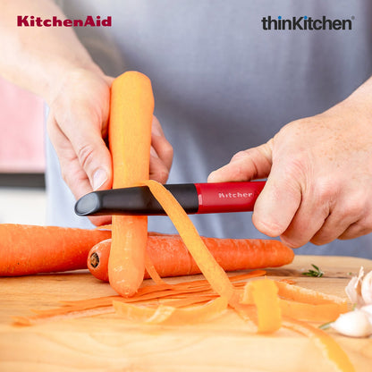 KitchenAid Premium Euro Peeler,  Serrated Vegetable and Fruit Peeling Tool, Potato Tomato Peeler, Dishwasher Safe - Empire Red, 20cms