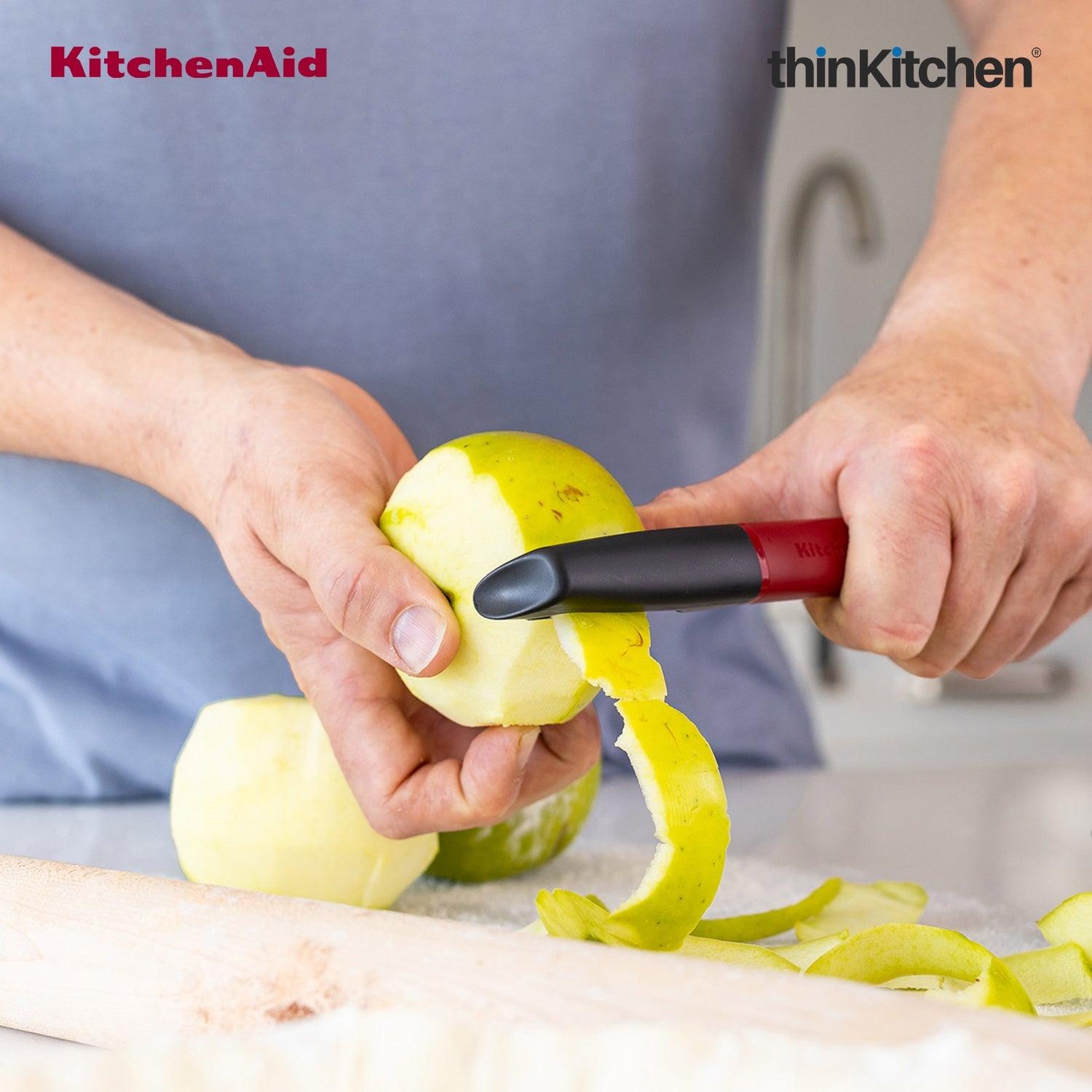 KitchenAid Premium Euro Peeler,  Serrated Vegetable and Fruit Peeling Tool, Potato Tomato Peeler, Dishwasher Safe - Empire Red, 20cms - 5