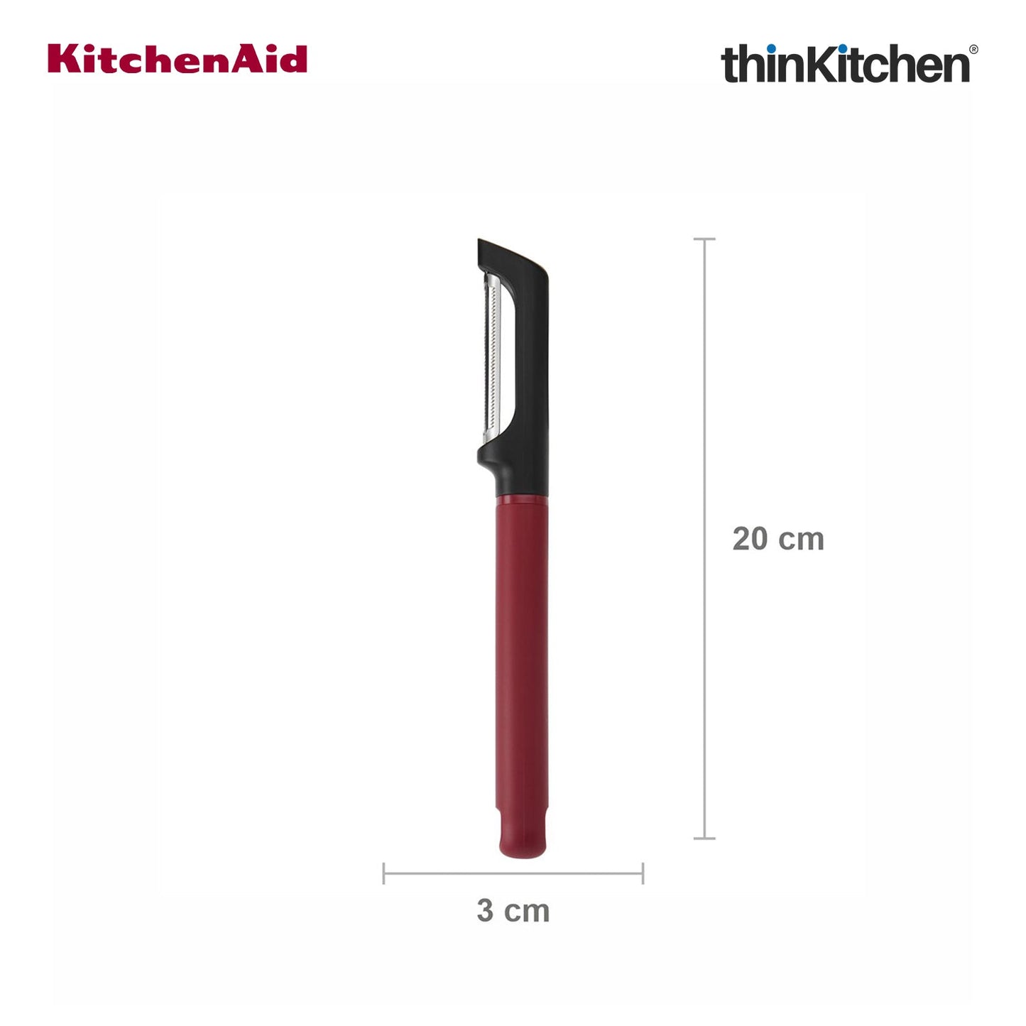 KitchenAid Premium Euro Peeler,  Serrated Vegetable and Fruit Peeling Tool, Potato Tomato Peeler, Dishwasher Safe - Empire Red, 20cms