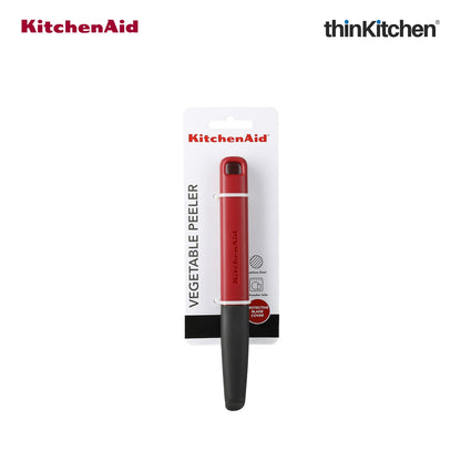 KitchenAid Premium Euro Peeler,  Serrated Vegetable and Fruit Peeling Tool, Potato Tomato Peeler, Dishwasher Safe - Empire Red, 20cms