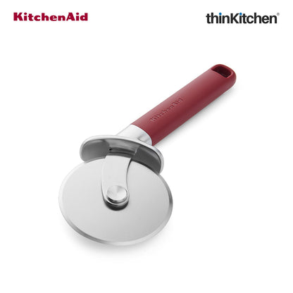 KitchenAid Premium Stainless Steel Pizza Wheel, Pizza Cutter with Finger Guard, Pastry, Pie, Pizza Slicer  - Empire Red, 23.5cms