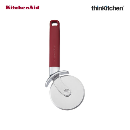 KitchenAid Premium Stainless Steel Pizza Wheel, Pizza Cutter with Finger Guard, Pastry, Pie, Pizza Slicer  - Empire Red, 23.5cms