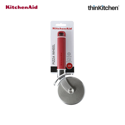 KitchenAid Premium Stainless Steel Pizza Wheel, Pizza Cutter with Finger Guard, Pastry, Pie, Pizza Slicer  - Empire Red, 23.5cms