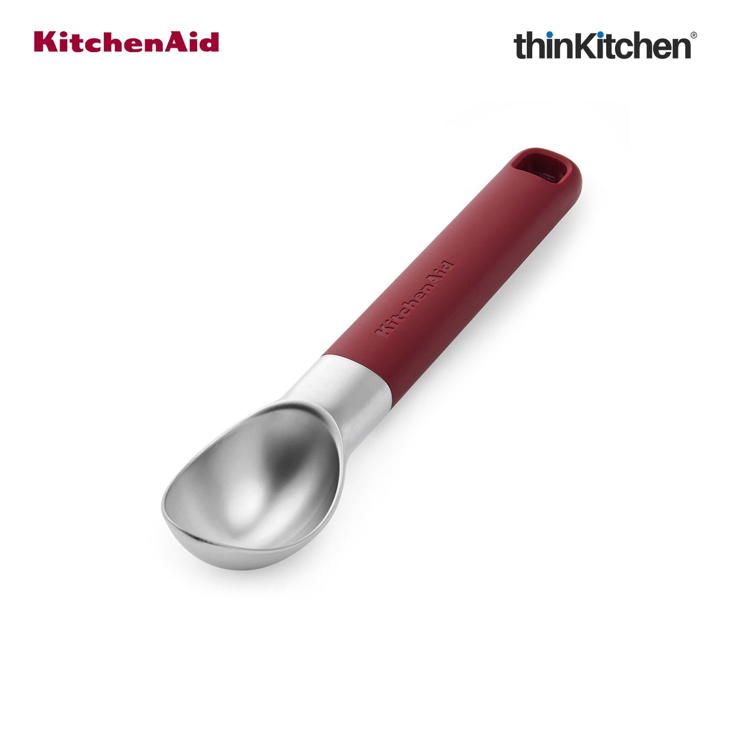 KitchenAid Premium Ice Cream Scoop, Ergonomic Handle Ice Cream Scooper, Dessert Scoop, Dishwasher Safe Scooping Kitchen Tool - Empire Red,  21cms