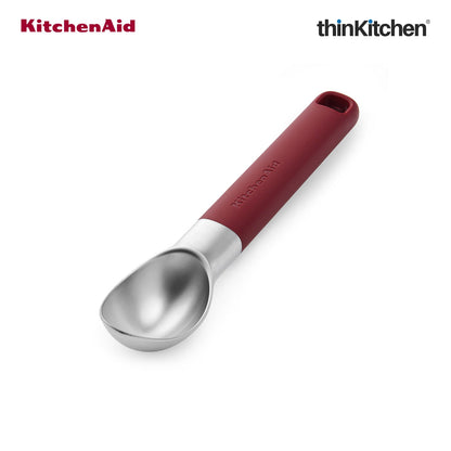 KitchenAid Premium Ice Cream Scoop, Ergonomic Handle Ice Cream Scooper, Dessert Scoop, Dishwasher Safe Scooping Kitchen Tool - Empire Red,  21cms