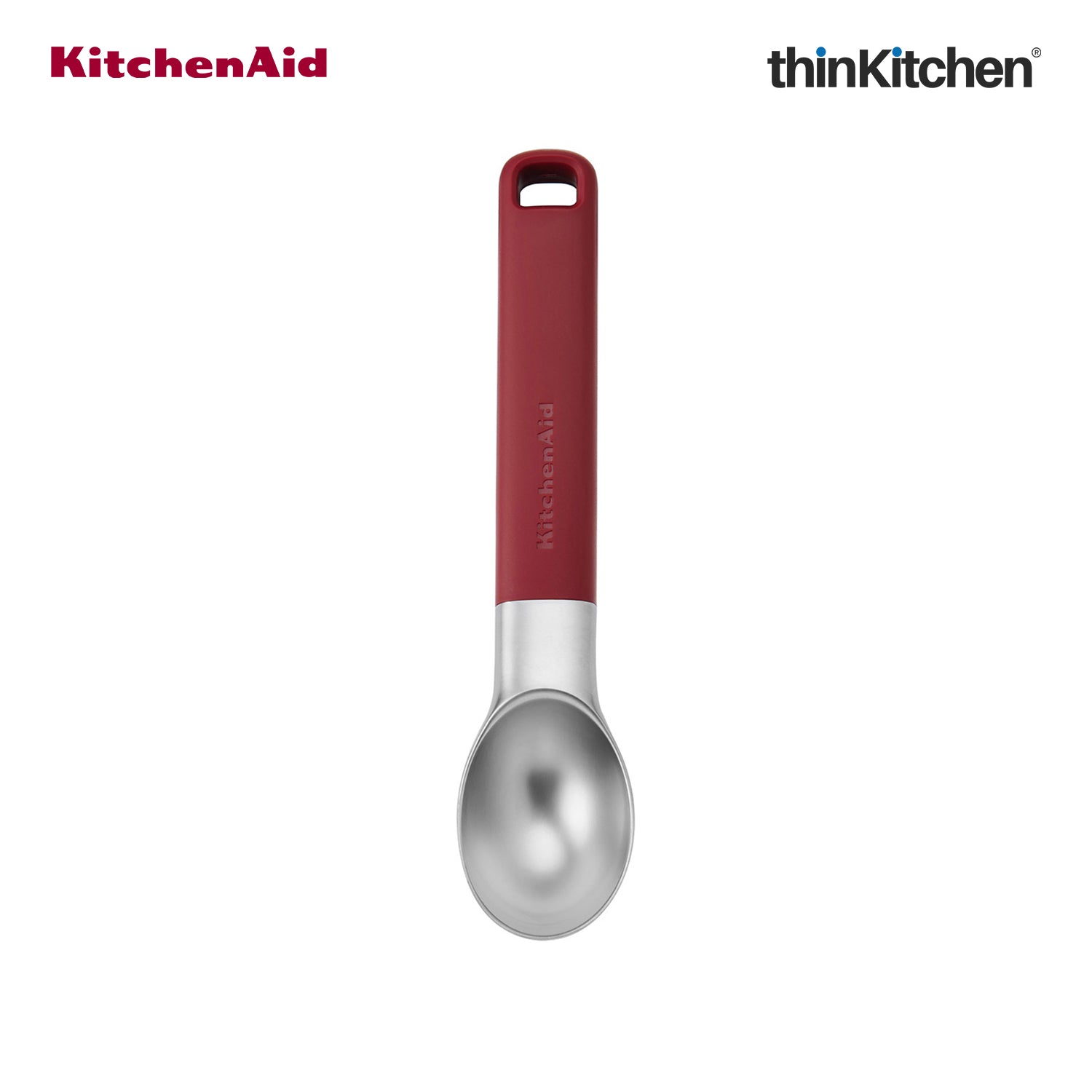 KitchenAid Premium Ice Cream Scoop, Ergonomic Handle Ice Cream Scooper, Dessert Scoop, Dishwasher Safe Scooping Kitchen Tool - Empire Red,  21cms - 7