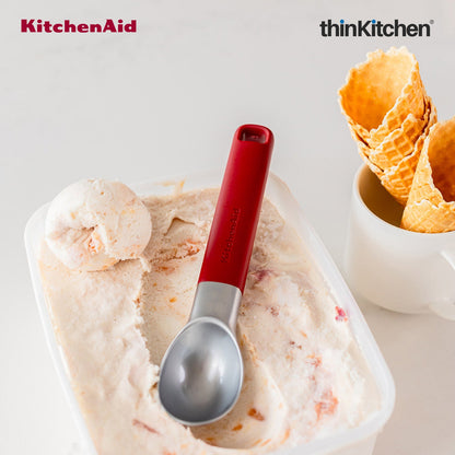 KitchenAid Premium Ice Cream Scoop, Ergonomic Handle Ice Cream Scooper, Dessert Scoop, Dishwasher Safe Scooping Kitchen Tool - Empire Red,  21cms