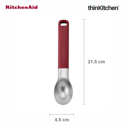 KitchenAid Premium Ice Cream Scoop, Ergonomic Handle Ice Cream Scooper, Dessert Scoop, Dishwasher Safe Scooping Kitchen Tool - Empire Red,  21cms