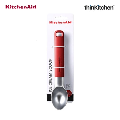KitchenAid Premium Ice Cream Scoop, Ergonomic Handle Ice Cream Scooper, Dessert Scoop, Dishwasher Safe Scooping Kitchen Tool - Empire Red,  21cms