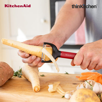 KitchenAid Premium Y-Peeler, Vegetable & Fruit Peeling Tool with Stainless Steel Blade, Potato Tomato Peeler, Dishwasher Safe - Empire Red, 17.5cms