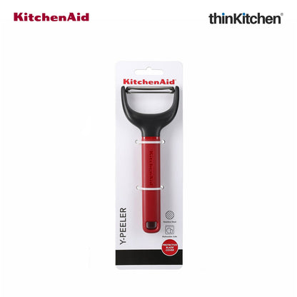 KitchenAid Premium Y-Peeler, Vegetable & Fruit Peeling Tool with Stainless Steel Blade, Potato Tomato Peeler, Dishwasher Safe - Empire Red, 17.5cms