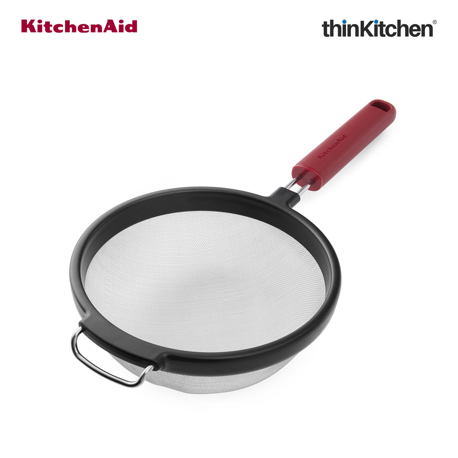 KitchenAid Premium Stainless Steel Mesh Sieve, Flour Sifter, Noodle Strainer | Durable, Dishwasher Safe - Empire Red, 17cm - 7