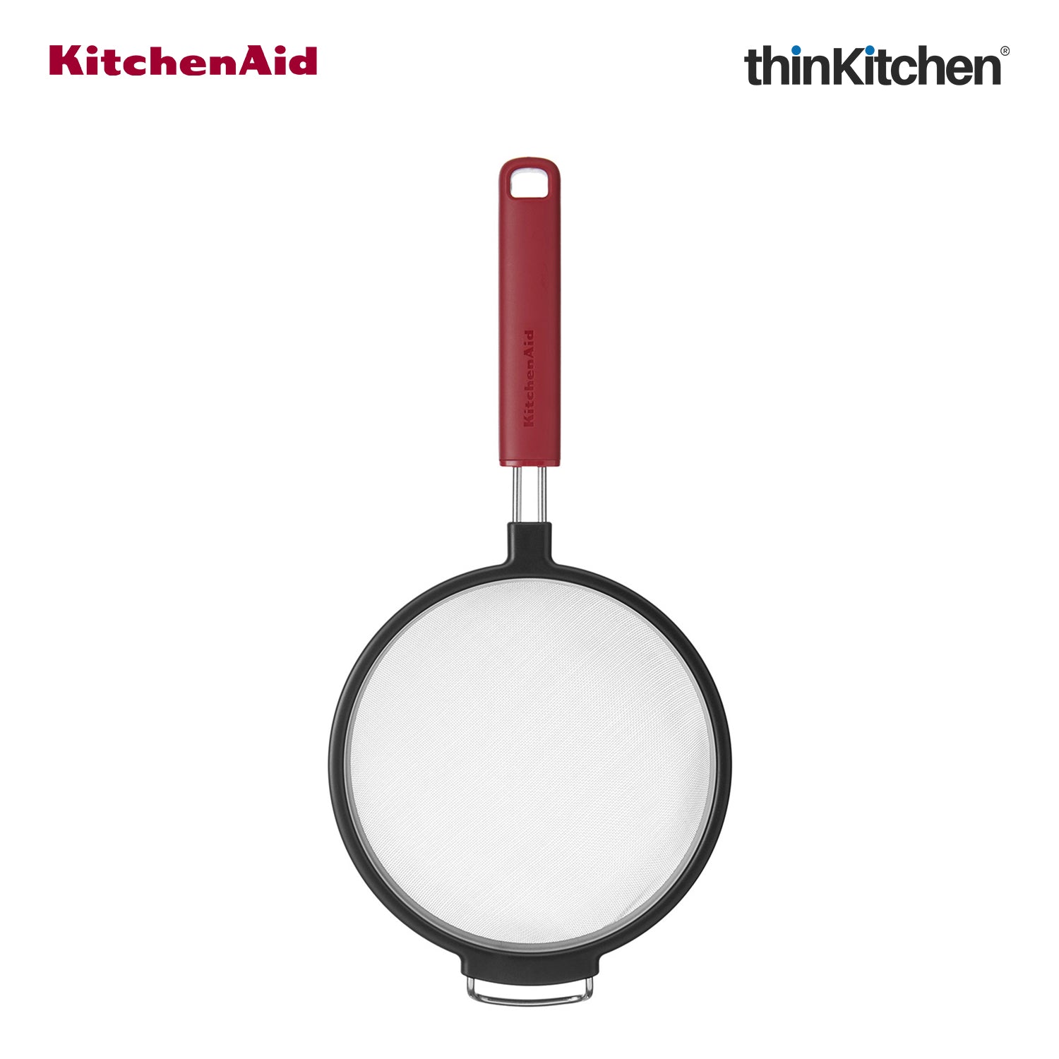 KitchenAid Premium Stainless Steel Mesh Sieve, Flour Sifter, Noodle Strainer | Durable, Dishwasher Safe - Empire Red, 17cm - 1