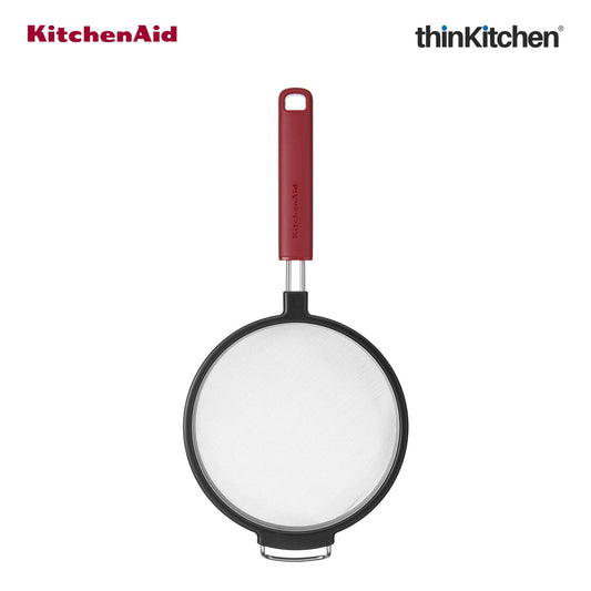 KitchenAid Premium Stainless Steel Mesh Sieve, Flour Sifter, Noodle Strainer | Durable, Dishwasher Safe - Empire Red, 17cm