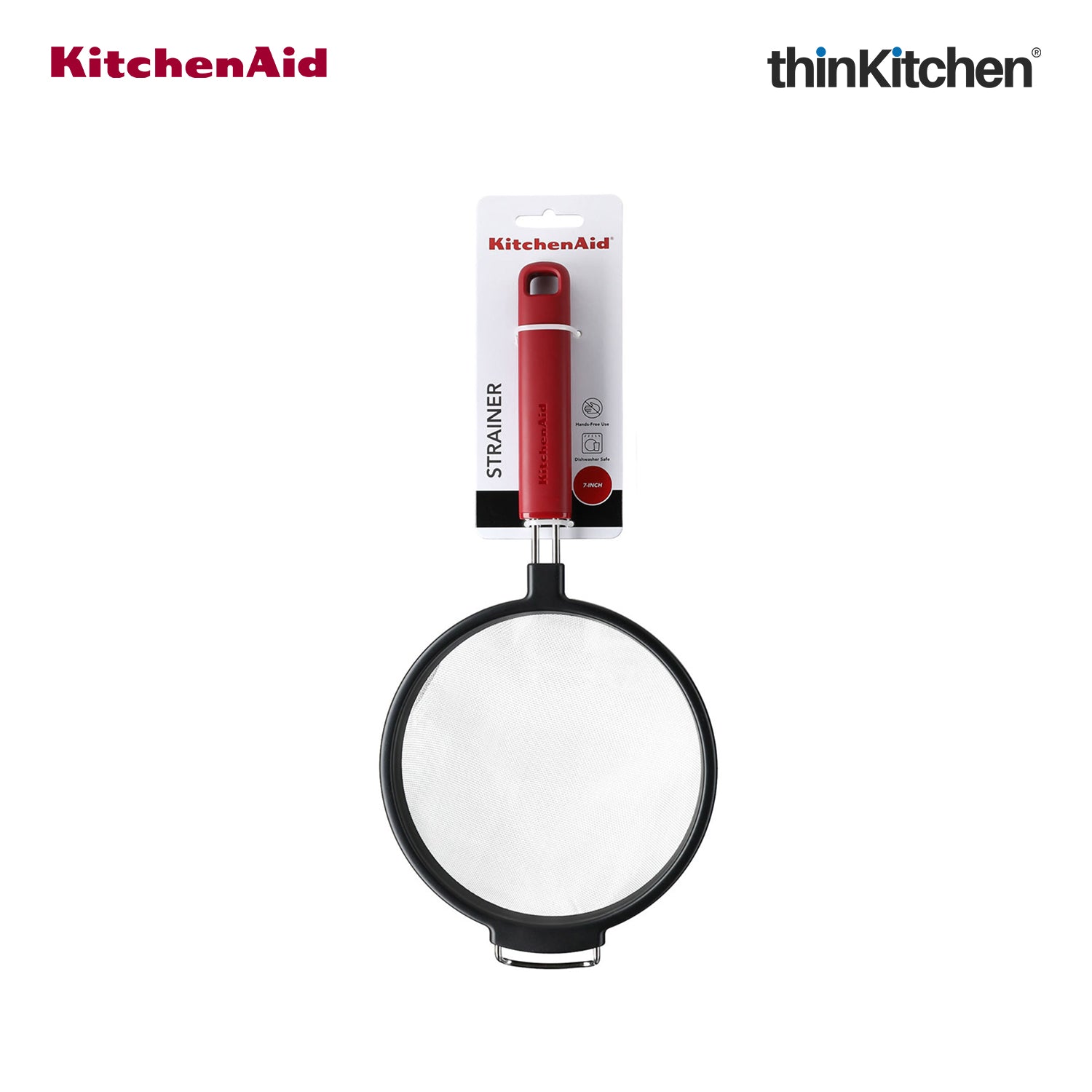 KitchenAid Premium Stainless Steel Mesh Sieve, Flour Sifter, Noodle Strainer | Durable, Dishwasher Safe - Empire Red, 17cm - 3