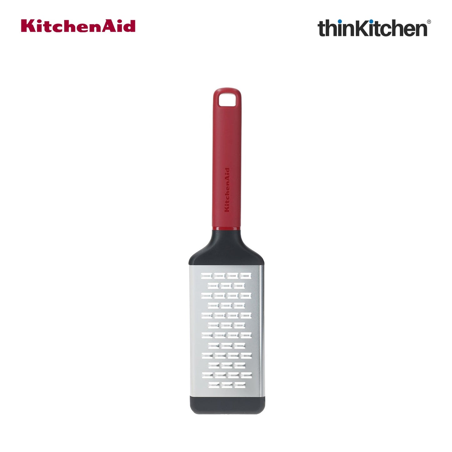 KitchenAid Premium Stainless Steel Medium Grater with Bi-Directional Blades for Vegetables, Cheese, Chocolates, Protective Cover, Dishwasher Safe Kitchen Tool - Empire Red