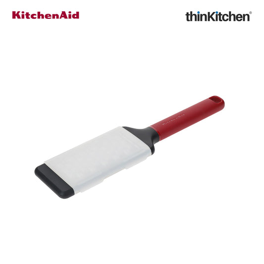 KitchenAid Premium Stainless Steel Medium Grater with Bi-Directional Blades for Vegetables, Cheese, Chocolates, Protective Cover, Dishwasher Safe Kitchen Tool - Empire Red