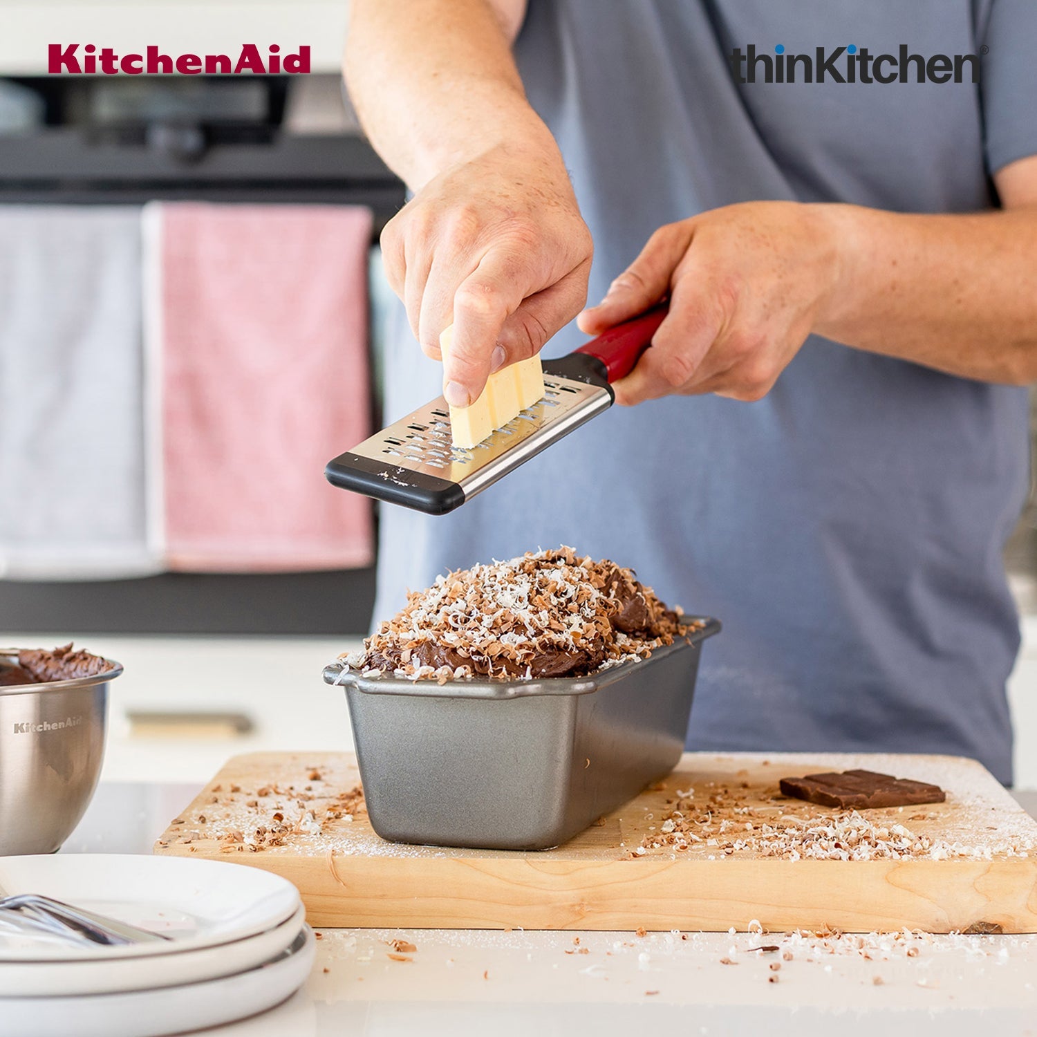 KitchenAid Premium Stainless Steel Medium Grater with Bi-Directional Blades for Vegetables, Cheese, Chocolates, Protective Cover, Dishwasher Safe Kitchen Tool - Empire Red - 2