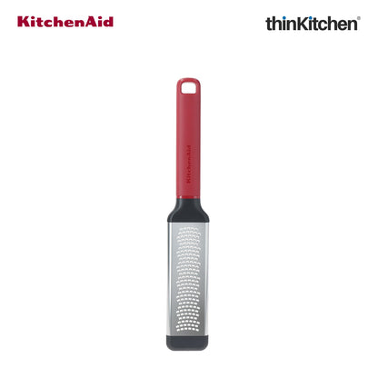 KitchenAid Premium Stainless Steel Fine Grater, Lemon Zester, Ginger Grater, Dishwasher Safe, Multipurpose Everyday Kitchen Tool - Empire Red