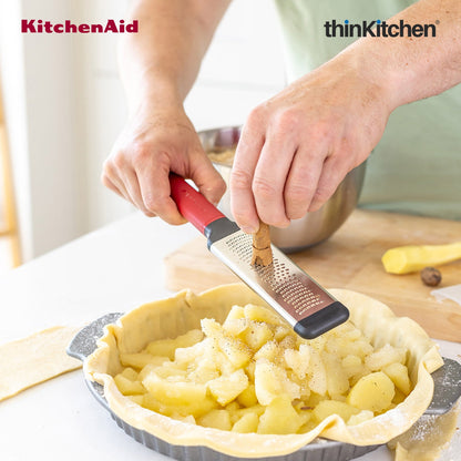 KitchenAid Premium Stainless Steel Fine Grater, Lemon Zester, Ginger Grater, Dishwasher Safe, Multipurpose Everyday Kitchen Tool - Empire Red