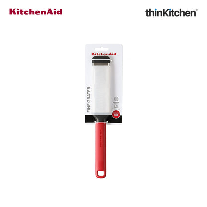 KitchenAid Premium Stainless Steel Fine Grater, Lemon Zester, Ginger Grater, Dishwasher Safe, Multipurpose Everyday Kitchen Tool - Empire Red