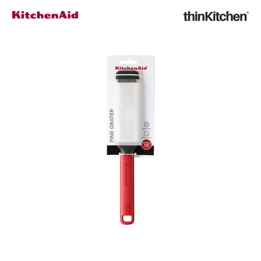 KitchenAid Premium Stainless Steel Fine Grater, Lemon Zester, Ginger Grater, Dishwasher Safe, Multipurpose Everyday Kitchen Tool - Empire Red