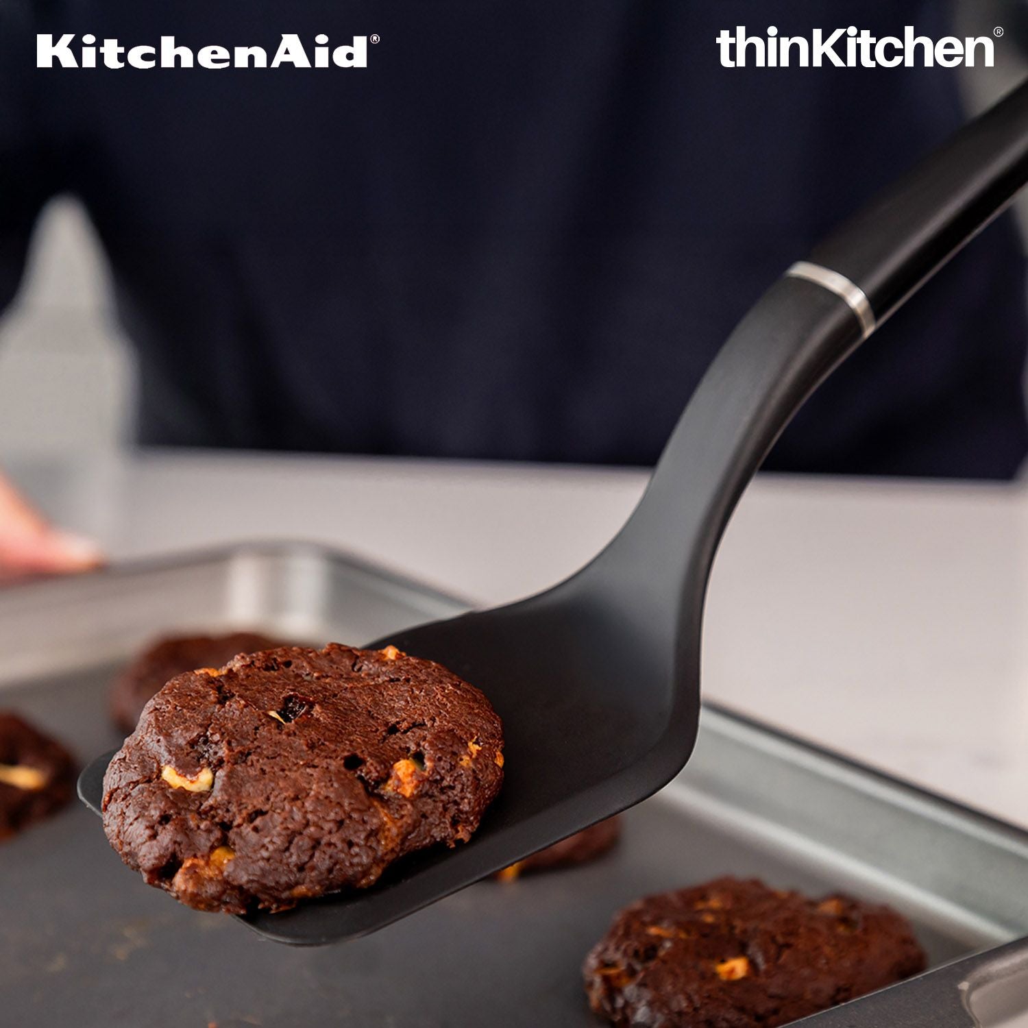 KitchenAid Solid Turner, Matte Black, Heat Resistant Cooking Utensil, Non-Stick Safe with Durable Handle, 34cm - 1