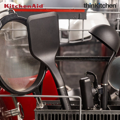 KitchenAid Solid Turner, Matte Black, Heat Resistant Cooking Utensil, Non-Stick Safe with Durable Handle, 34cm