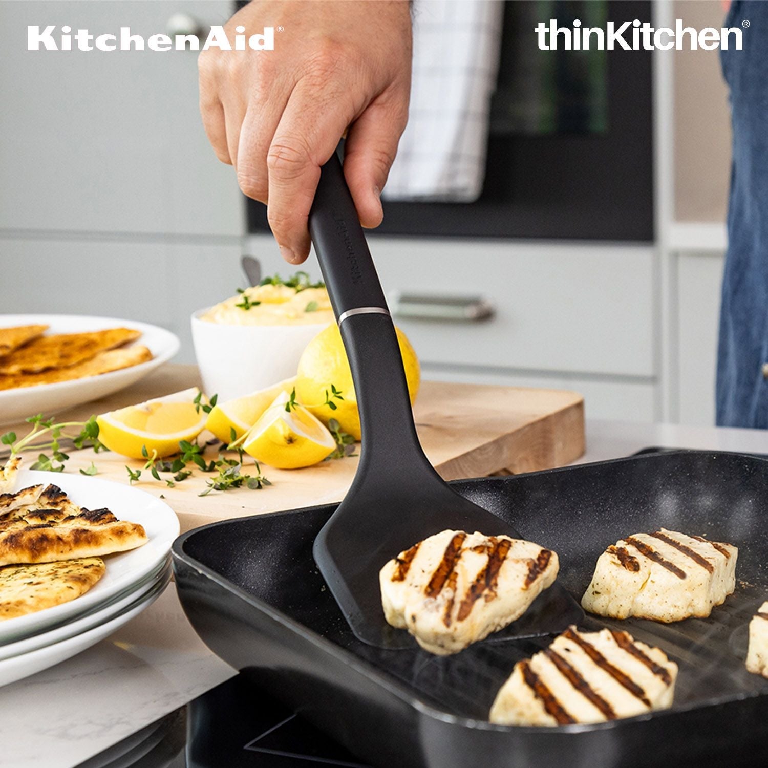 KitchenAid Solid Turner, Matte Black, Heat Resistant Cooking Utensil, Non-Stick Safe with Durable Handle, 34cm - 3
