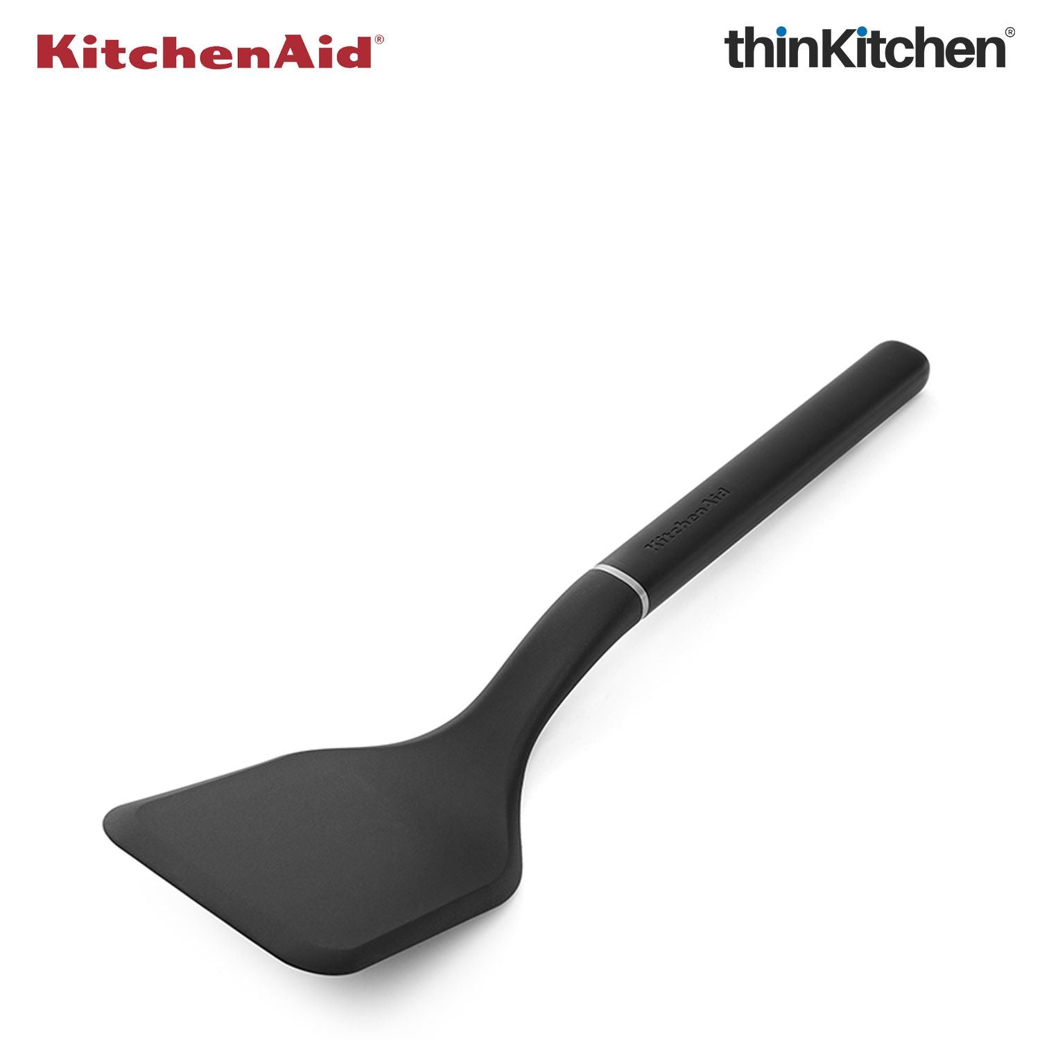 KitchenAid Solid Turner, Matte Black, Heat Resistant Cooking Utensil, Non-Stick Safe with Durable Handle, 34cm - 6