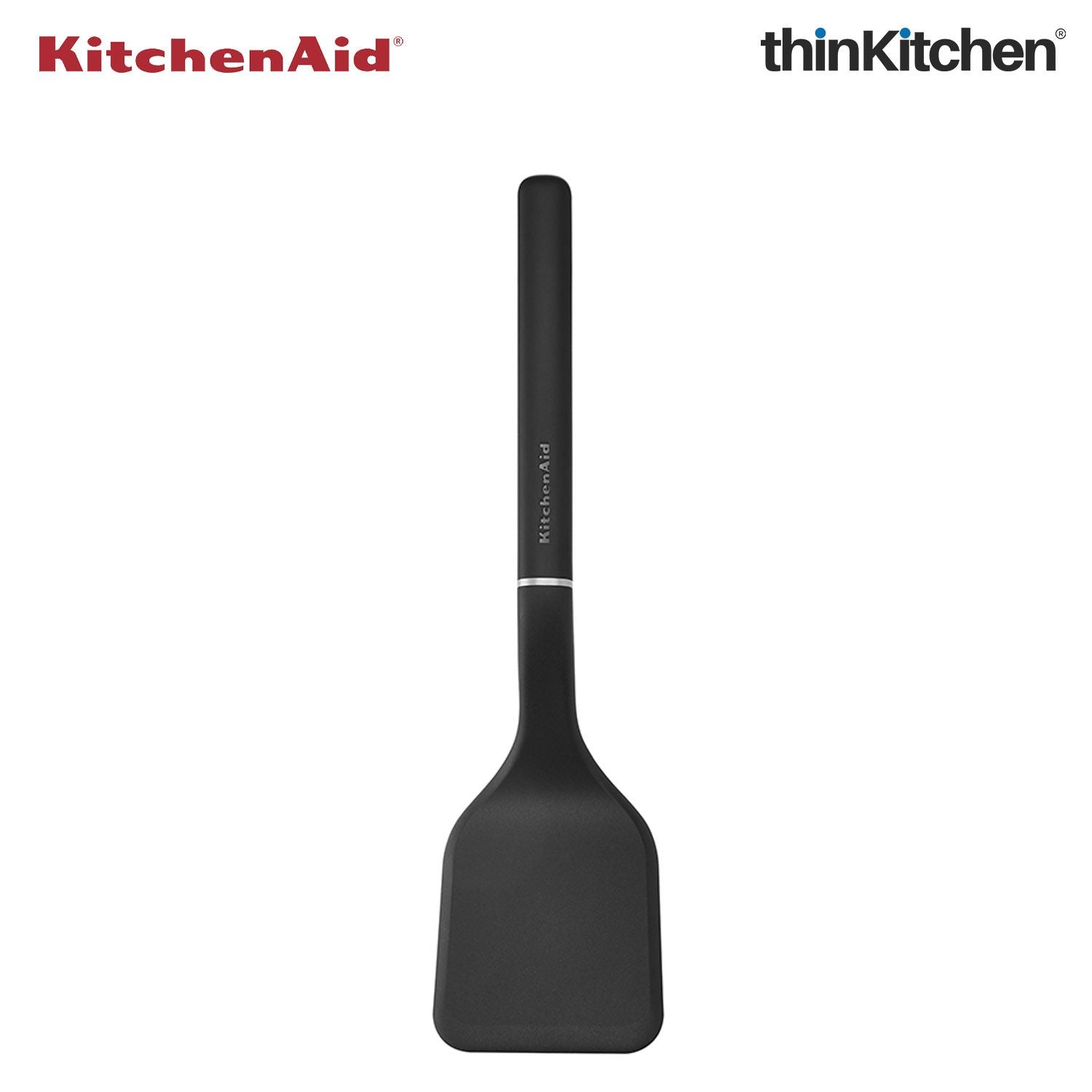 KitchenAid Solid Turner, Matte Black, Heat Resistant Cooking Utensil, Non-Stick Safe with Durable Handle, 34cm - 8