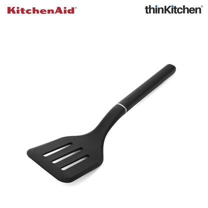 KitchenAid Slotted Turner, Matte Black, Heat Resistant Cooking Utensil, Non-Stick Safe with Durable Handle, 34cm