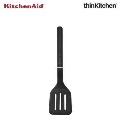 KitchenAid Slotted Turner, Matte Black, Heat Resistant Cooking Utensil, Non-Stick Safe with Durable Handle, 34cm