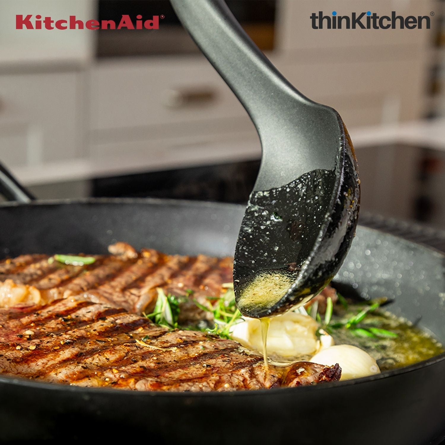 KitchenAid Cooking Spoon, Matte Black, Heat Resistant Cooking Utensil, Non-Stick Safe with Durable Handle, 34cm - 2