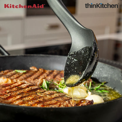 KitchenAid Cooking Spoon, Matte Black, Heat Resistant Cooking Utensil, Non-Stick Safe with Durable Handle, 34cm