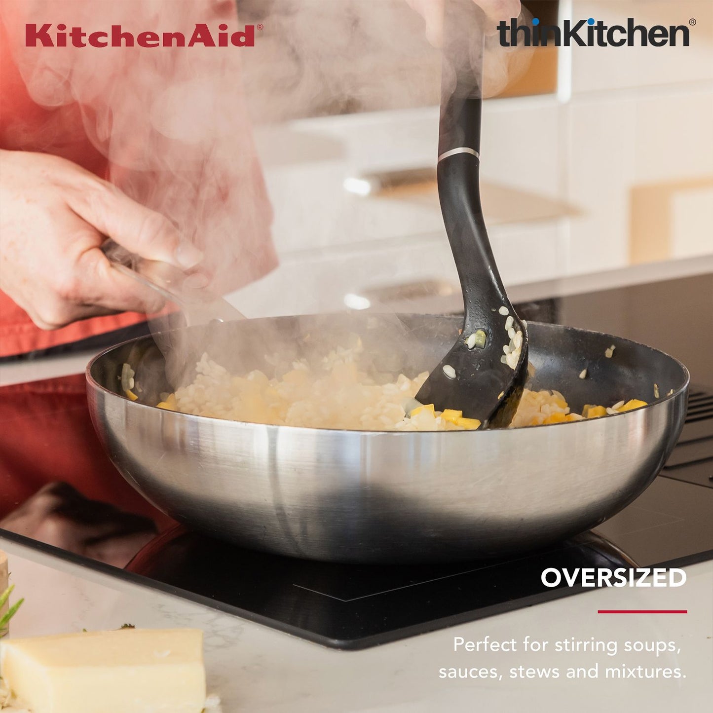 KitchenAid Cooking Spoon, Matte Black, Heat Resistant Cooking Utensil, Non-Stick Safe with Durable Handle, 34cm