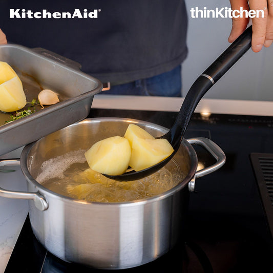 KitchenAid Slotted Spoon, Matte Black, Heat Resistant Cooking Utensil, Non-Stick Safe with Durable Handle, 34cm