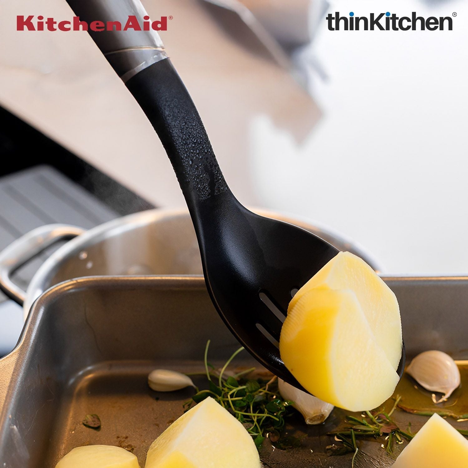 KitchenAid Slotted Spoon, Matte Black, Heat Resistant Cooking Utensil, Non-Stick Safe with Durable Handle, 34cm - 5