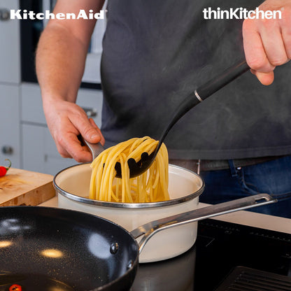 KitchenAid Pasta Server, Matte Black, Heat Resistant Cooking Utensil, Non-Stick Safe with Durable Handle, 34cm