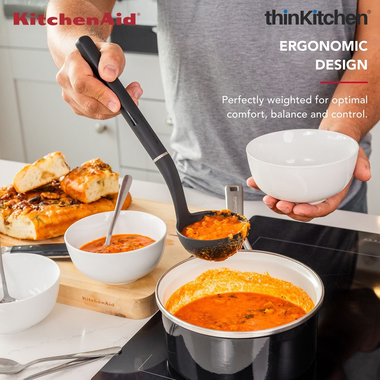 KitchenAid Utility Ladle, Matte Black, Heat Resistant Cooking Utensil, Non-Stick Safe with Durable Handle, 27cm - 1