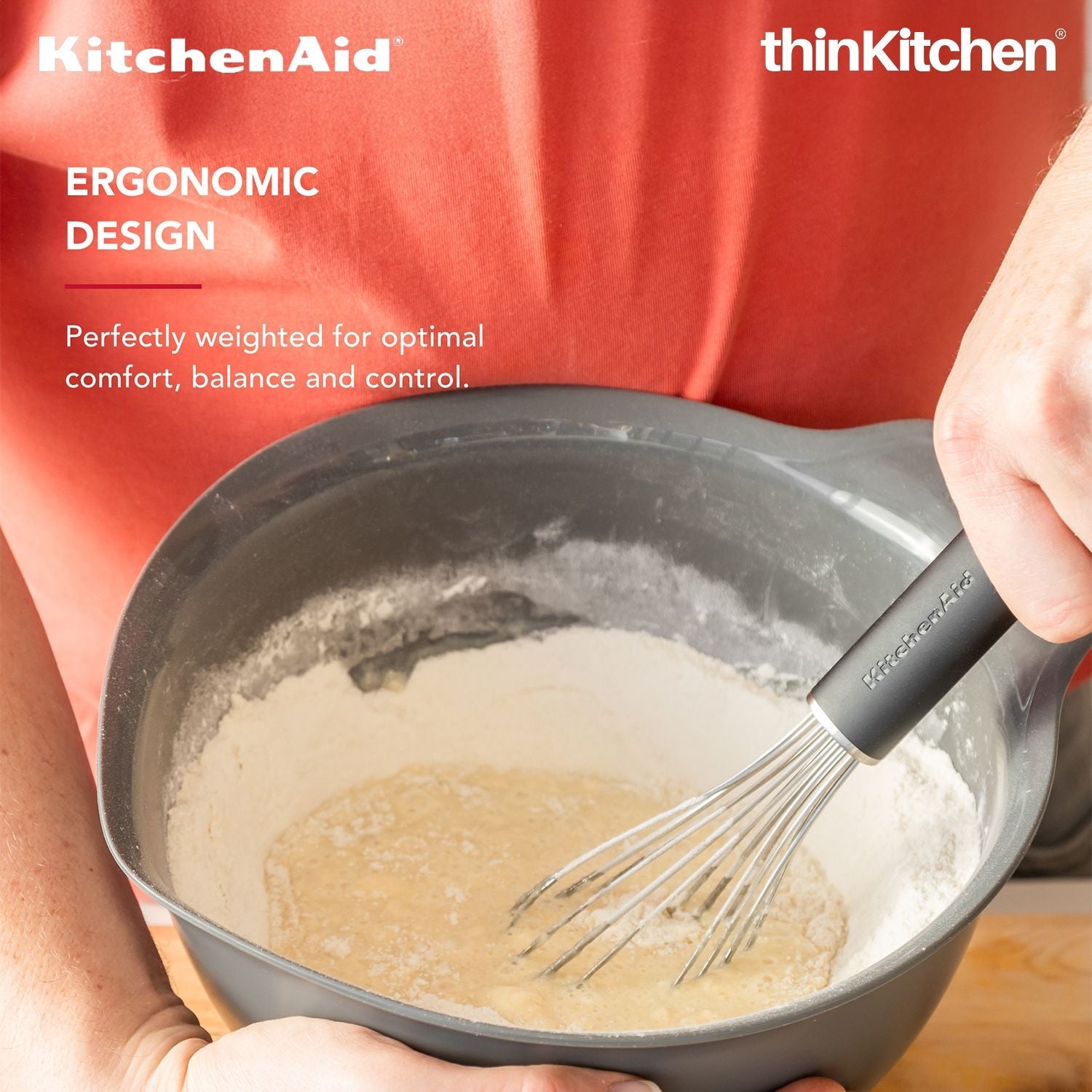 KitchenAid Utility Whisk, Matte Black, Heat Resistant Cooking Utensil, Non-Stick Safe with Durable Handle, 27cm - 2