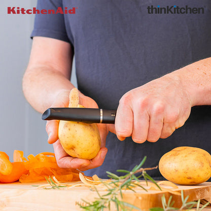 KitchenAid Euro Peeler, Matte Black, Vegetable Peeling Tool with Serrated Blade and Durable Handle, Dishwasher Safe, 20cm