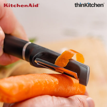 KitchenAid Euro Peeler, Matte Black, Vegetable Peeling Tool with Serrated Blade and Durable Handle, Dishwasher Safe, 20cm
