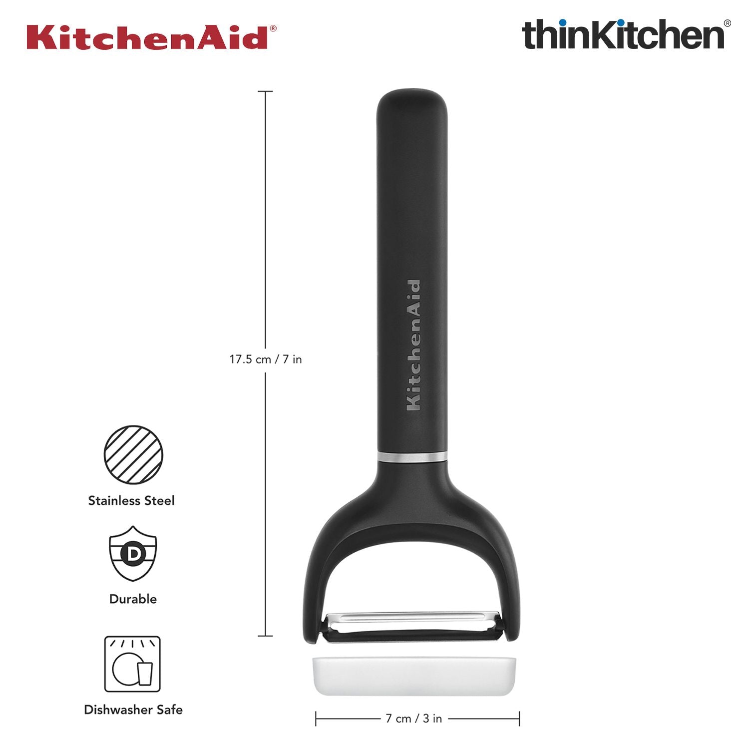 KitchenAid Y-Peeler, Matte Black, Vegetable Peeling Tool with Stainless Steel Blade and Durable Handle, Dishwasher Safe, 17.5cm - 4