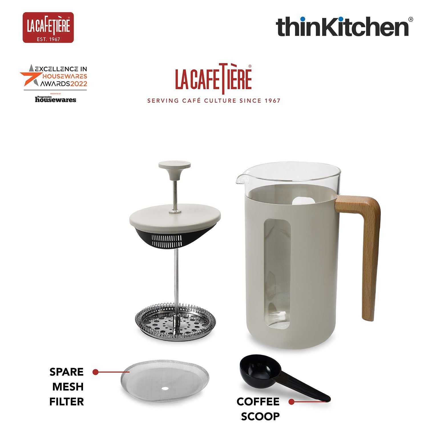 La Cafetiere Pisa Glass Cafetiere with Stainless Steel Frame - 3