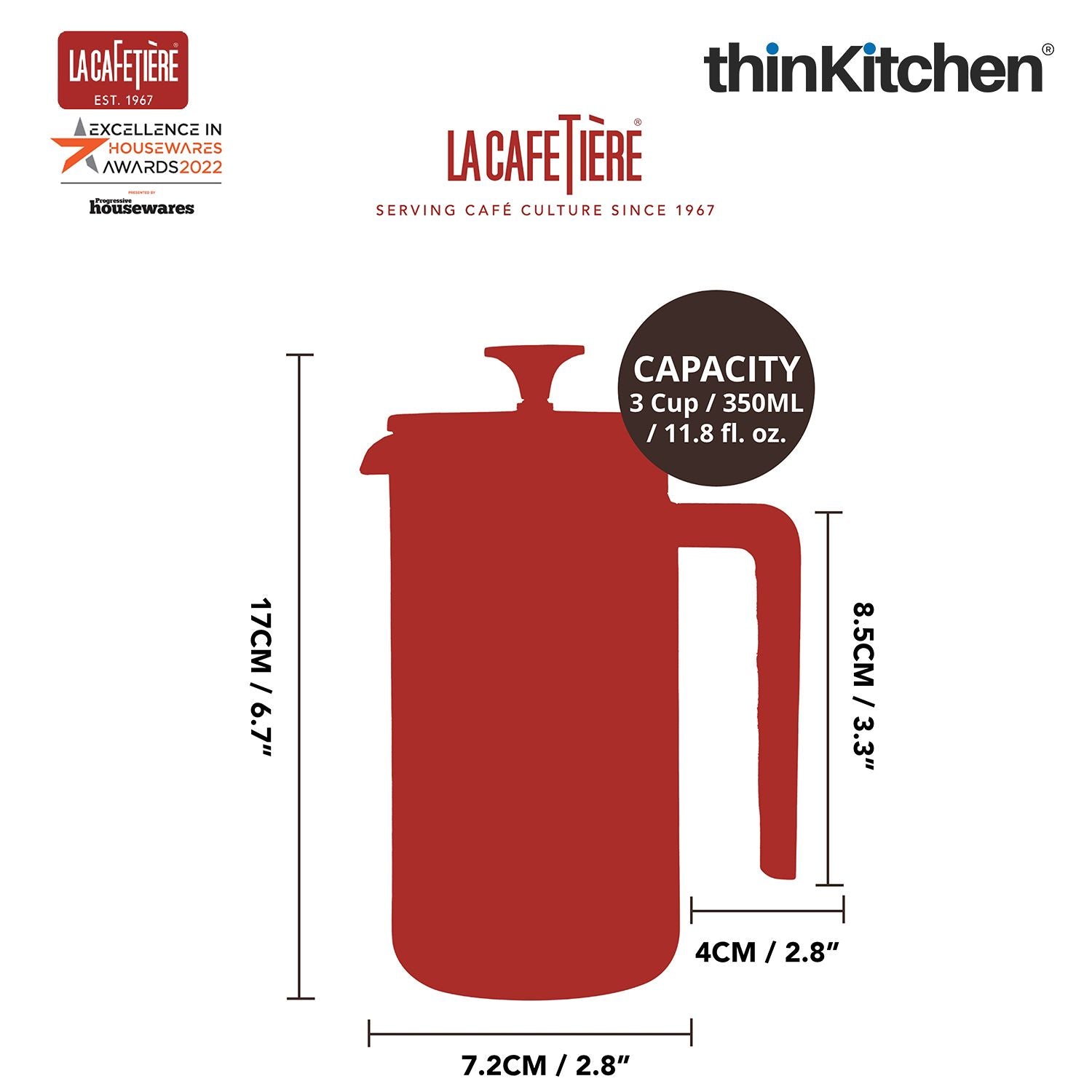 La Cafetiere Pisa Glass Cafetiere with Stainless Steel Frame - 4