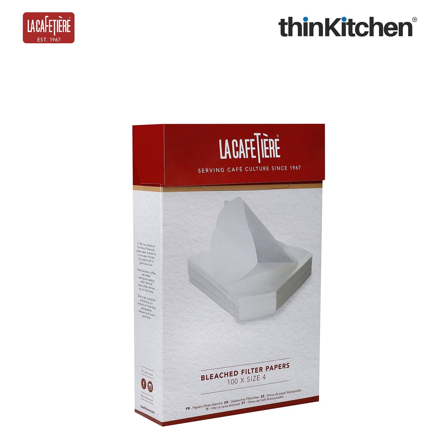 La Cafetiere Bleached Coffee Filter Papers - 4