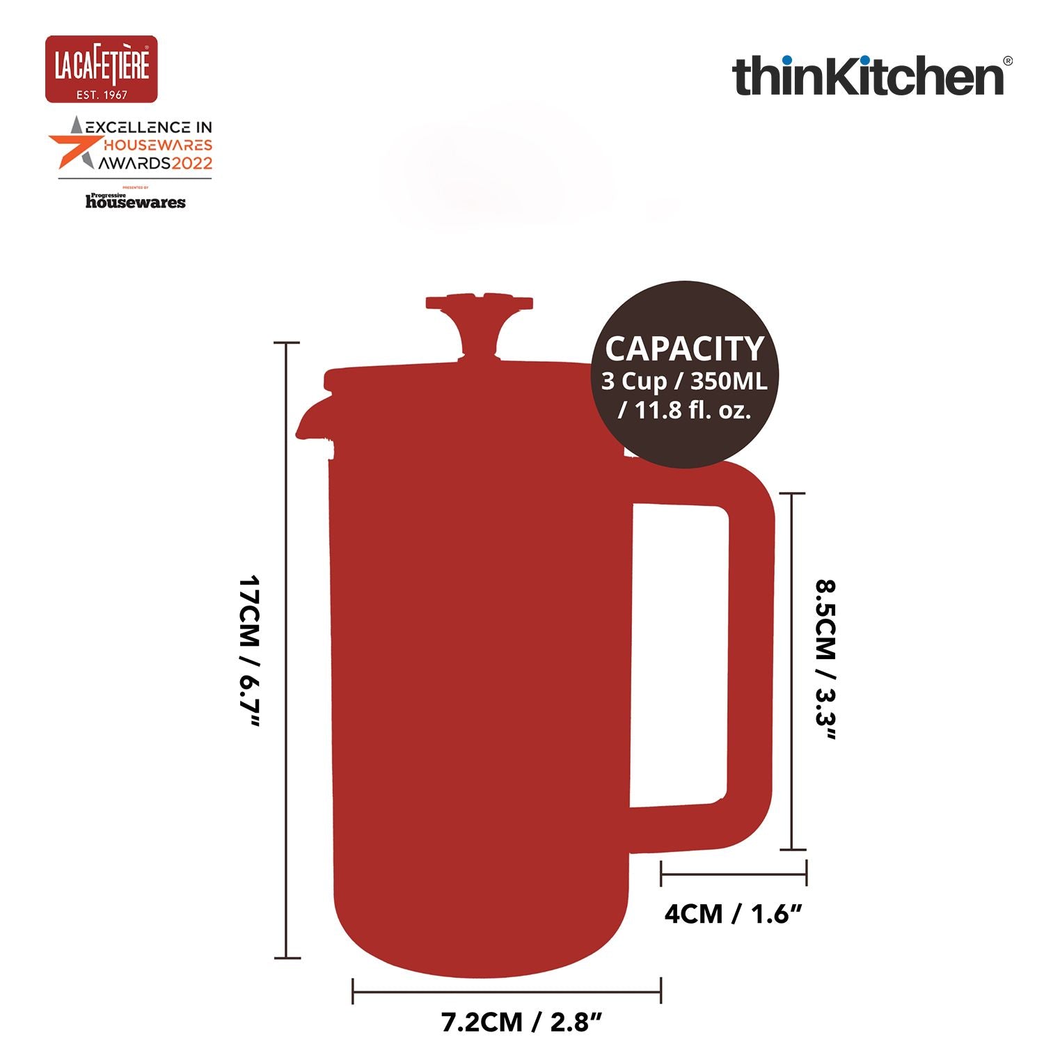 La Cafetiere La Cafetiï¿½re - Pisa La Cafetiï¿½re Pisa Stainless Steel Cafetiï¿½re, Three Cup, Copper, Gift Boxed - 6